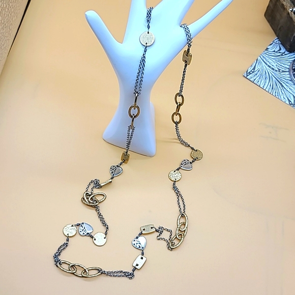 Brighton "DECO STYLE" Textured Gold & Deco Lace Hearts XL Layering Neck! - Picture 5 of 13